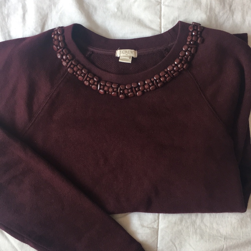 Maroon J Crew embellished sweater